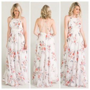 Space 46 Boutique Chiffon Floral Maxi Dress NWT